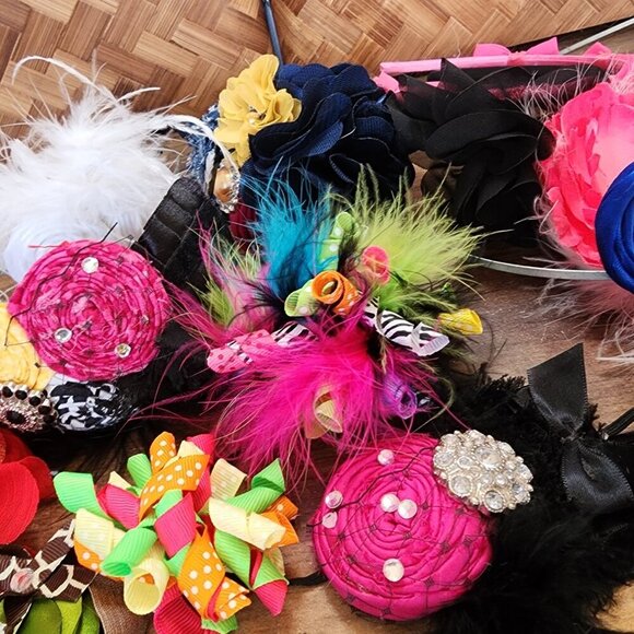Lot of 14 Boutique Handmade Headbands Clips Barrettes Necklace Dress Up Props - Picture 1 of 16